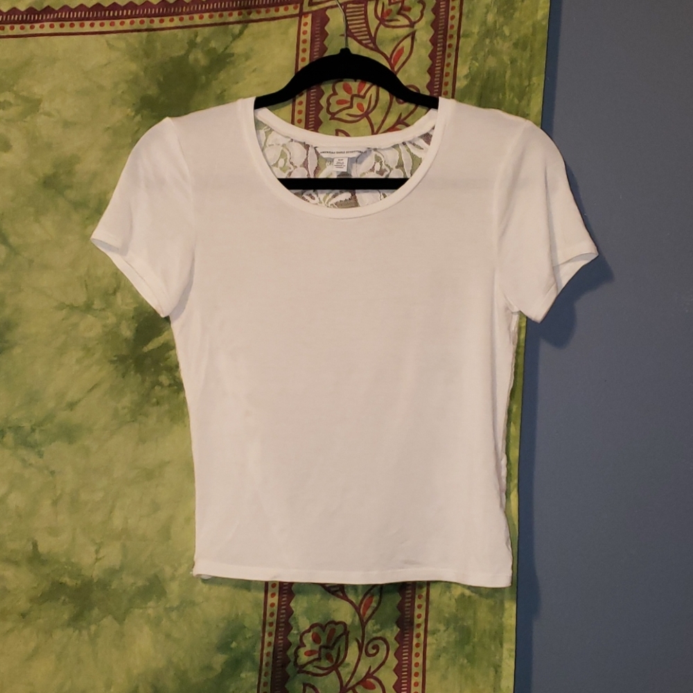 American Eagle outfitters white lace back top